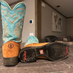 Tony Lama Turquoise and Tan Western Boots
